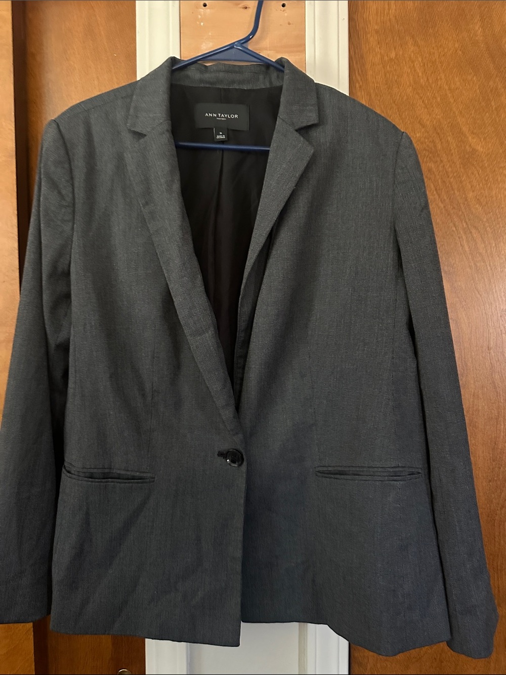 Ann Taylor Women's Dark Charcoal Single-Button Blazer